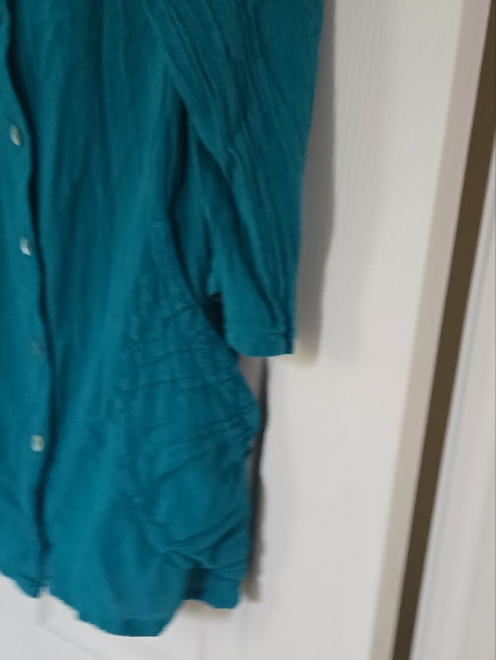 Oh My Gauze! Teal Button-Front Hooded Tunic Size 2 Which Is L - Picture 9 of 9